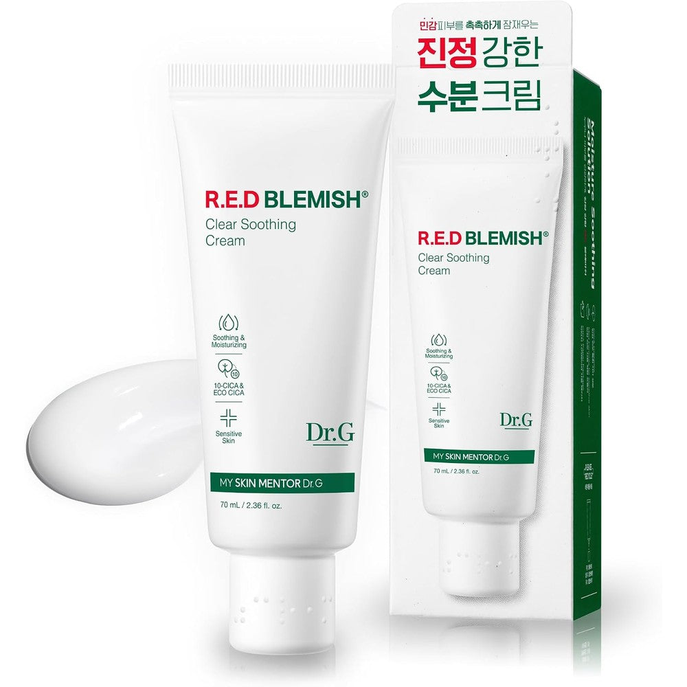 Dr.G Red Blemish Clear Soothing Korean Moisturizer Face Cream With Cica Complex For Sensitive Skin 70 Milliliters