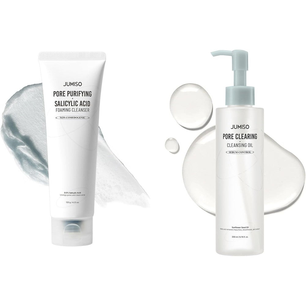 Jumiso Pore Purifying Salicylic Acid Foaming Cleanser And Pore Clearing Cleansing Oil Bundle For Acne Prone Skin
