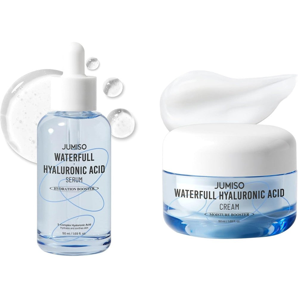 Jumiso Waterfull Hyaluronic Acid Serum 50 Milliliters And Waterfull Hyaluronic Acid Cream 50 Milliliters Bundle For Deep Skin Hydration