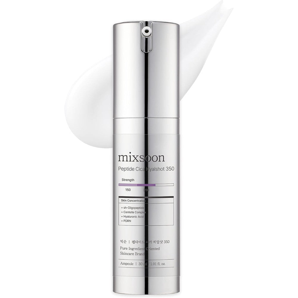 Mixsoon Peptide Cica Hyalshot 350 Firming And Soothing Korean Skincare Ampoule With Centella Asiatica And Hyaluronic Acid 30 Milliliters