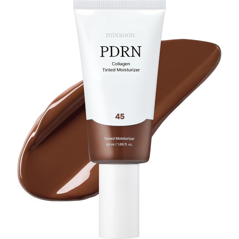 Mixsoon PDRN Collagen Tinted Moisturizer Number 45 Calm Skincare Infused Base With Rice PDRN And Peptides 24 Hour Vibrant Glow 50 Milliliters