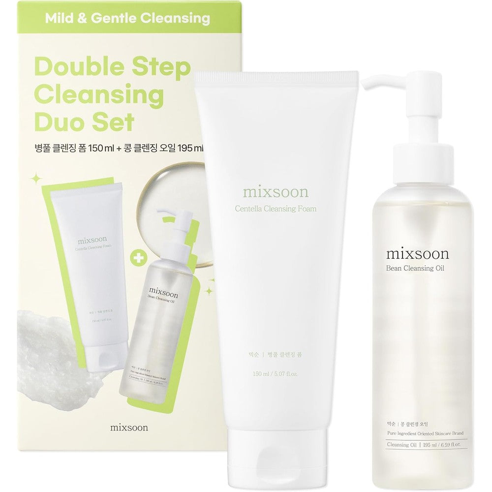 Mixsoon Double Cleansing Set Two Step Routine With Bean Cleansing Oil One Hundred Ninety Five Milliliters And Centella Cleansing Foam One Hundred F...