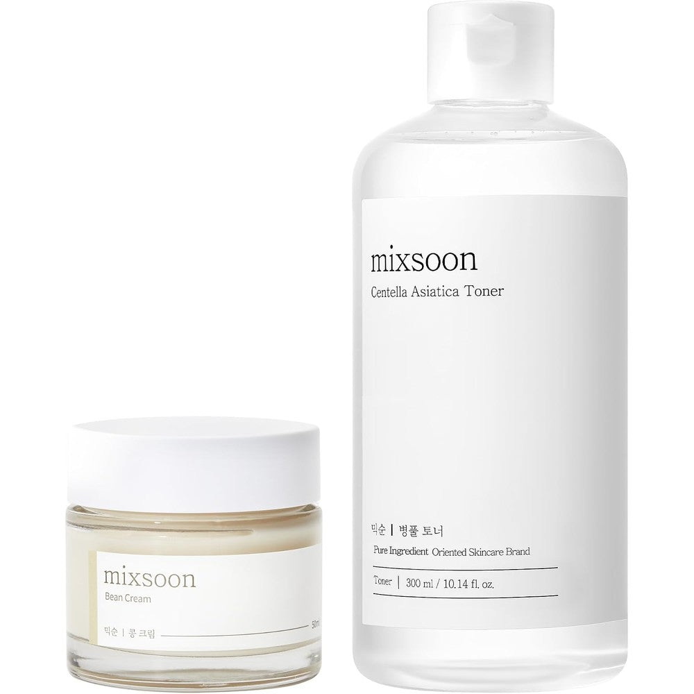 Mixsoon Bean Cream 50 Milliliters And Centella Asiatica Toner 300 Milliliters Korean Skincare Hydration And Soothing Duo