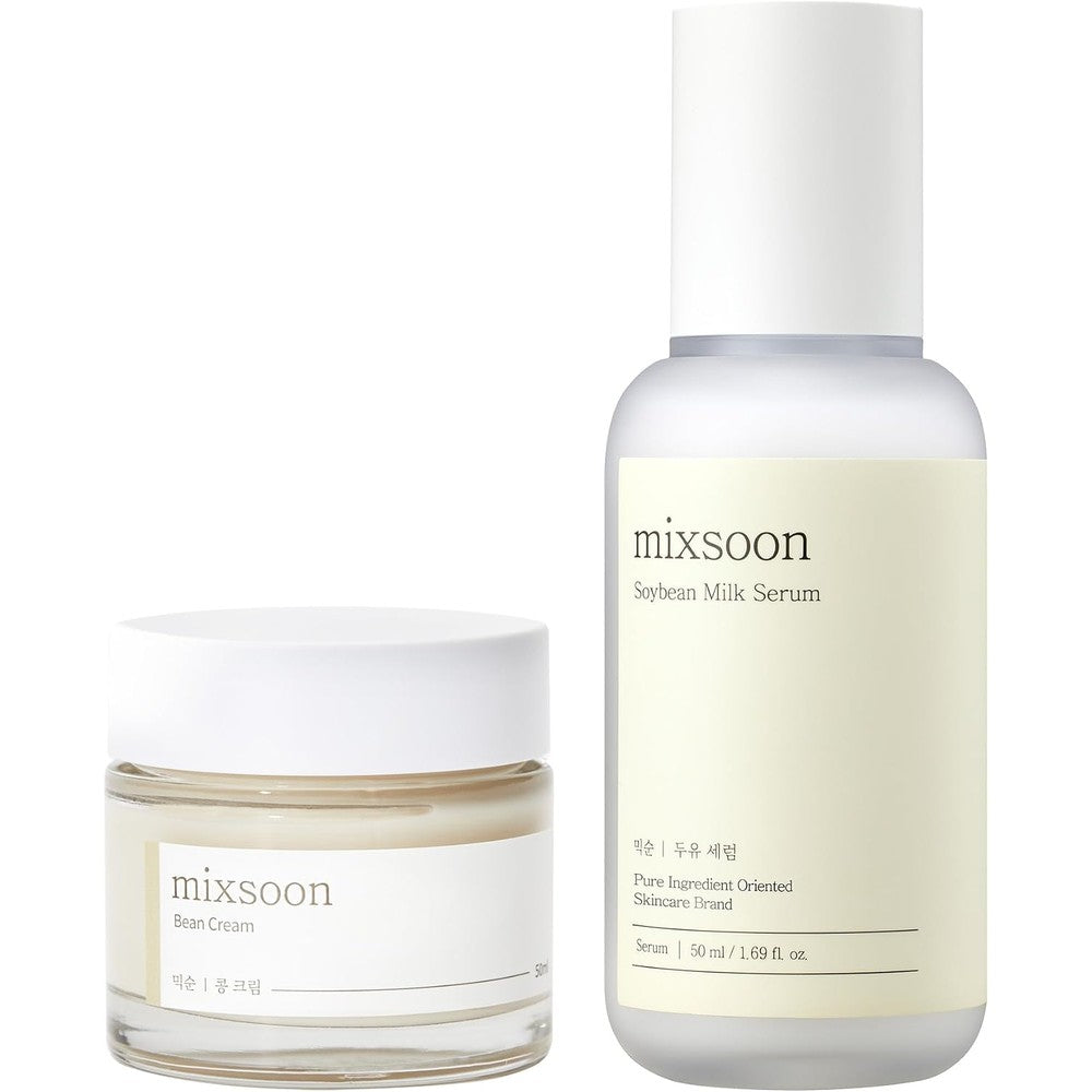 Mixsoon Bean Cream And Soybean Milk Serum Hydrating Skincare Duo 1.69 Fluid Ounce 50 Milliliters Each