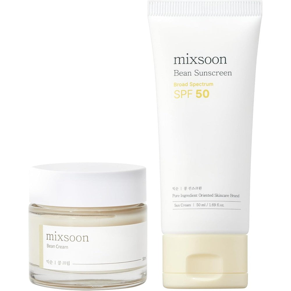 Mixsoon Bean Cream 1.69 Fluid Ounce And Bean Sunscreen 1.69 Fluid Ounce Daily Skincare Bundle