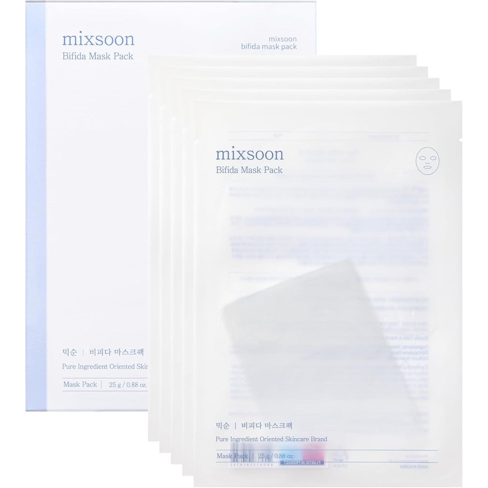 Mixsoon Bifida Sheet Mask Pack Face Moisturizer Sheets For Korean Glass Skin Care Pack of 5 Number