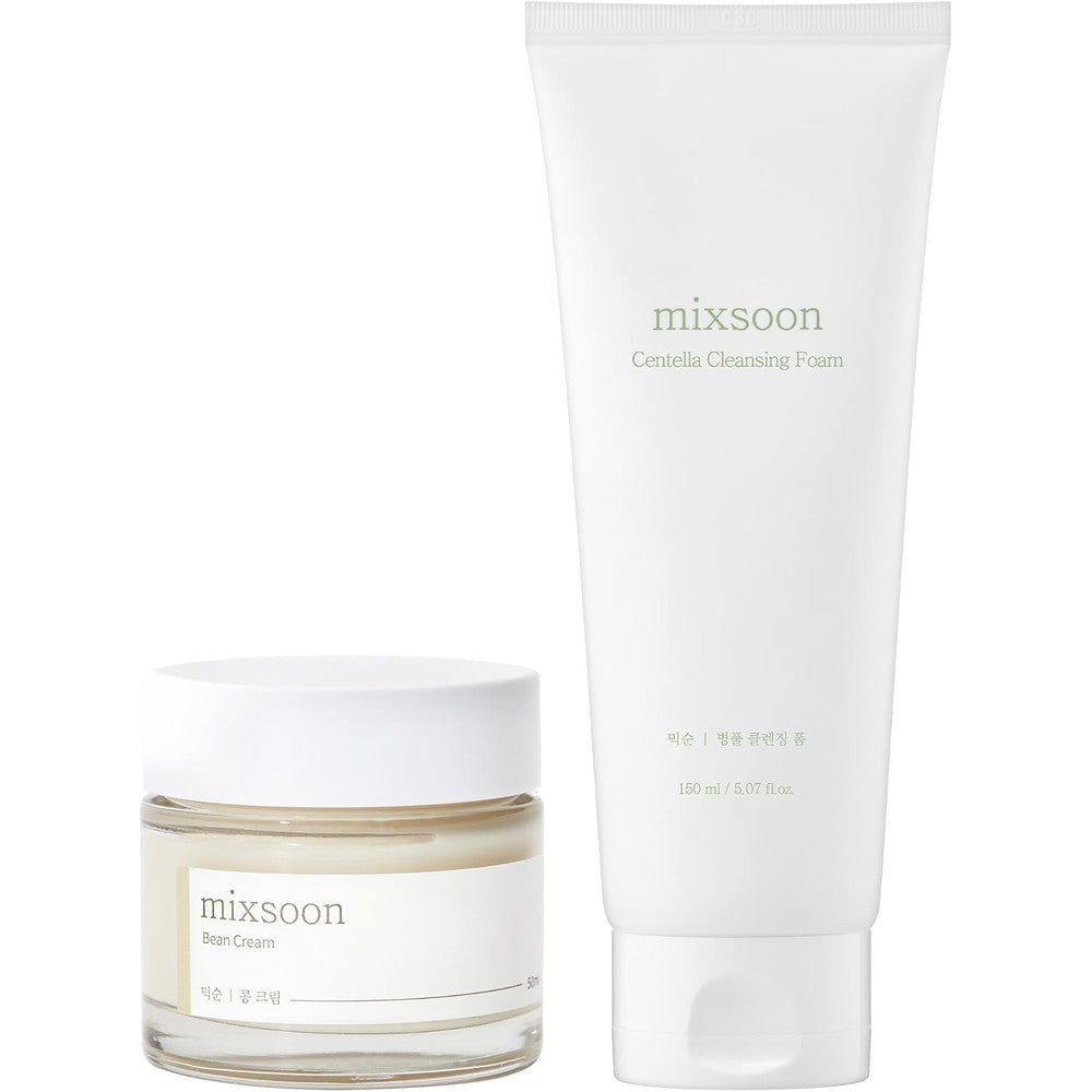 Mixsoon Bean Cream 50 Milliliters And Centella Cleansing Foam 150 Milliliters Skincare Bundle For Hydration And Soothing