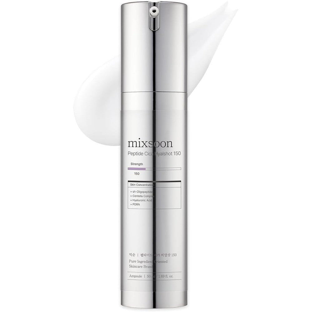 Mixsoon Peptide Cica Hyalshot 150 Firming Soothing And Moisture Boosting Ampoule Serum 50 Milliliters 1.69 Fluid Ounces Korean Glass Skin Care