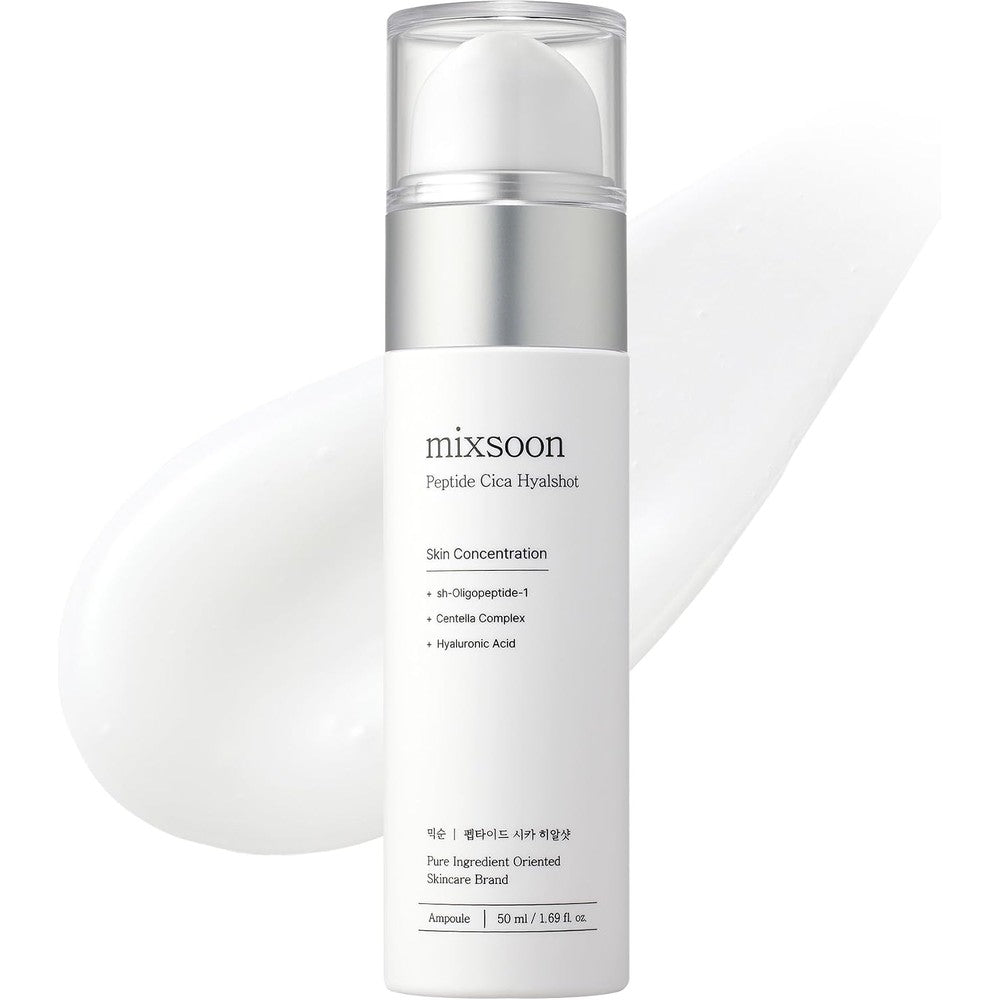 Mixsoon Peptide Cica Hyal Shot Hyaluronic Acid Serum With EGF And Adenosine For Korean Glass Skin Care 50 Milliliters