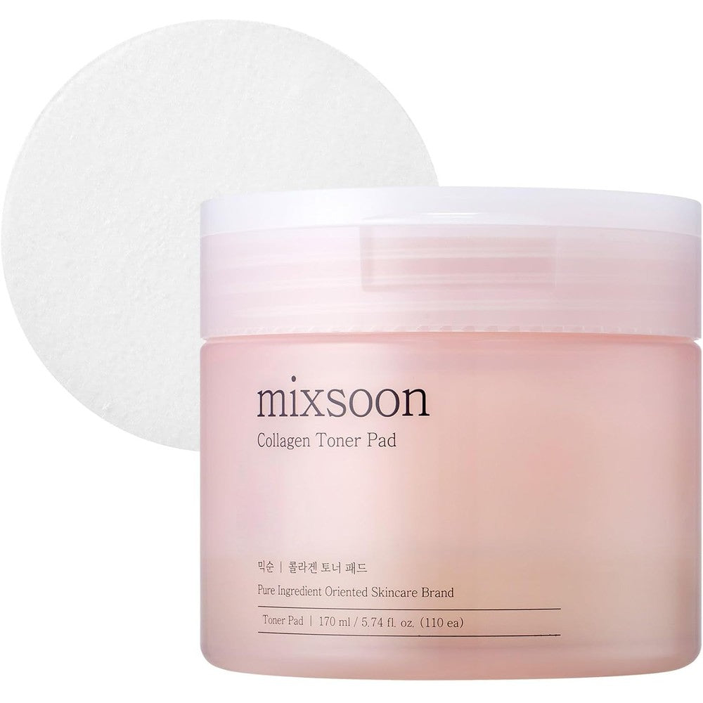 Mixsoon Collagen Toner Pad Firming Facial Pads For Skin Elasticity And Korean Glass Skin One Hundred Ten Sheets One Hundred Seventy Milliliters