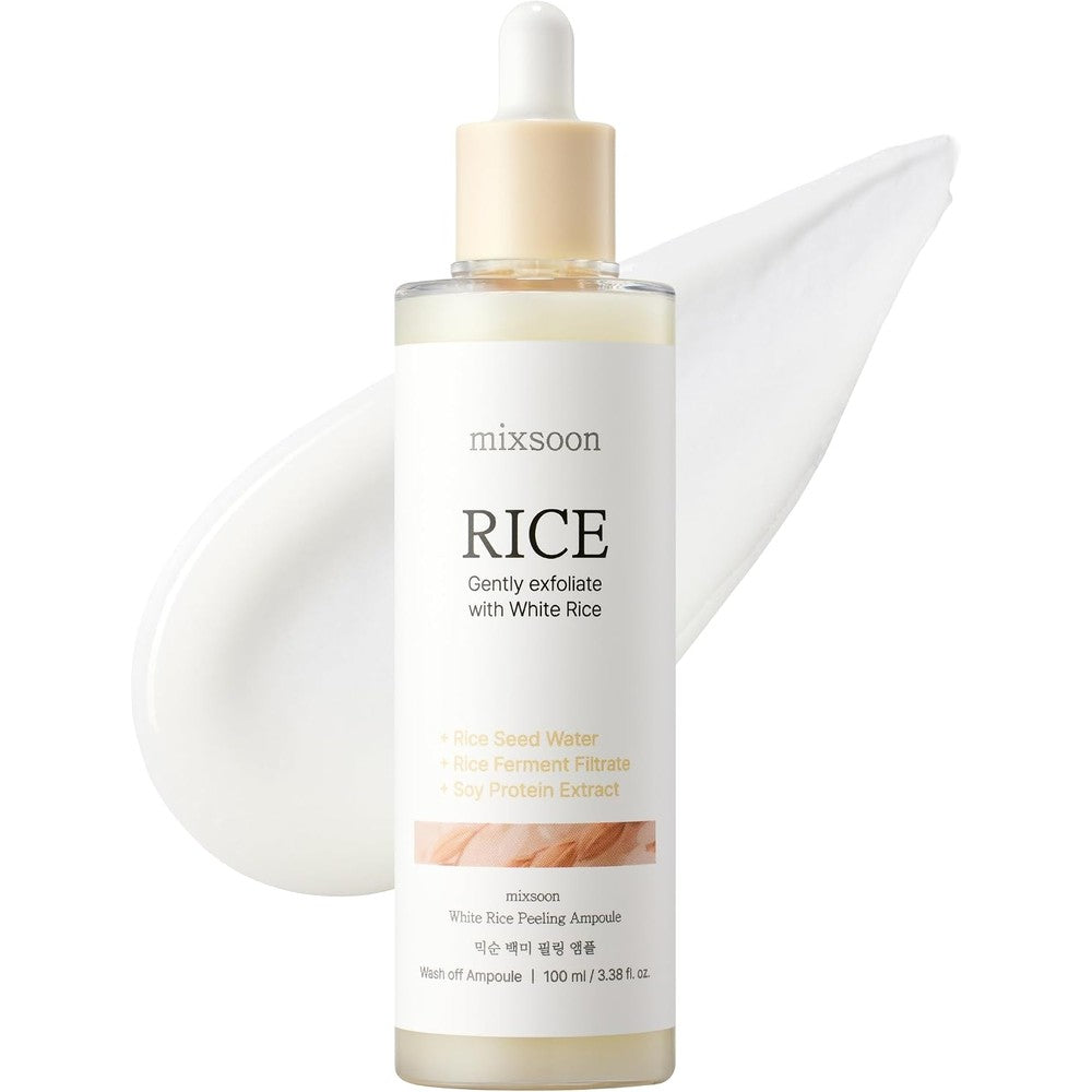 Mixsoon White Rice Peeling Ampoule Gentle Exfoliating Serum For Smooth Radiant Skin Dead Skin Cells Remover 100 Milliliters 3.38 Fluid Ounces