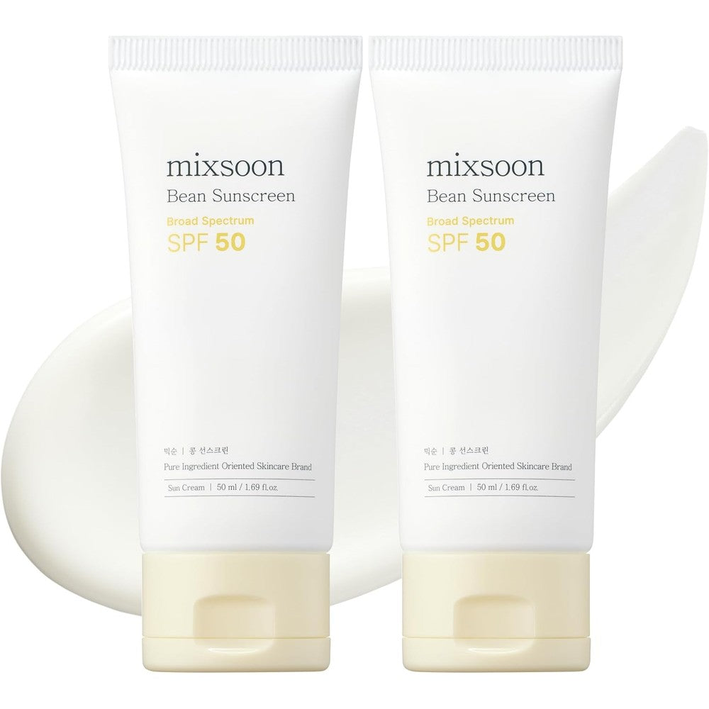 Mixsoon Bean Sunscreen SPF 50 Lightweight Airy Texture Face Sunscreen Bundle 100 Milliliters 3.38 Fluid Ounce Korean Glass Skin Care