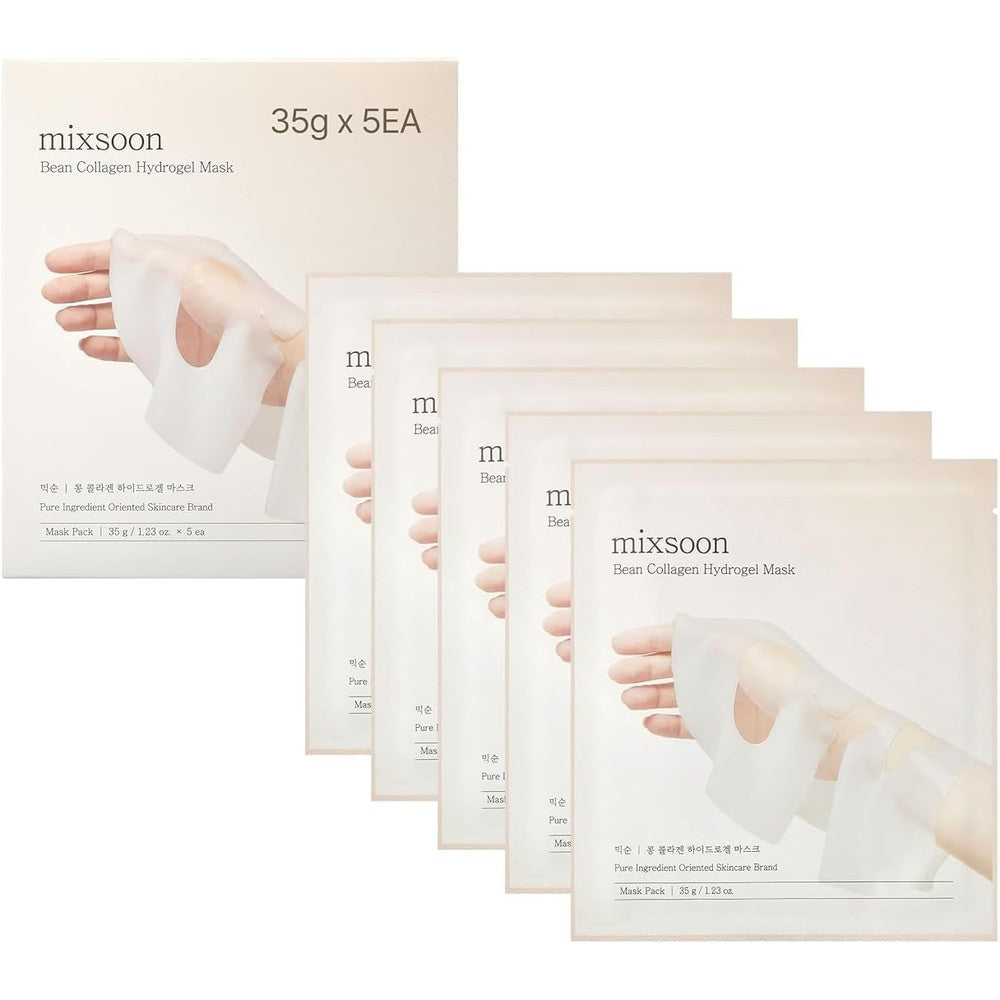 Mixsoon Bean Collagen Hydrogel Mask For Hydration And All In One Firming Five Pack Thirty Five Grams Per Sheet