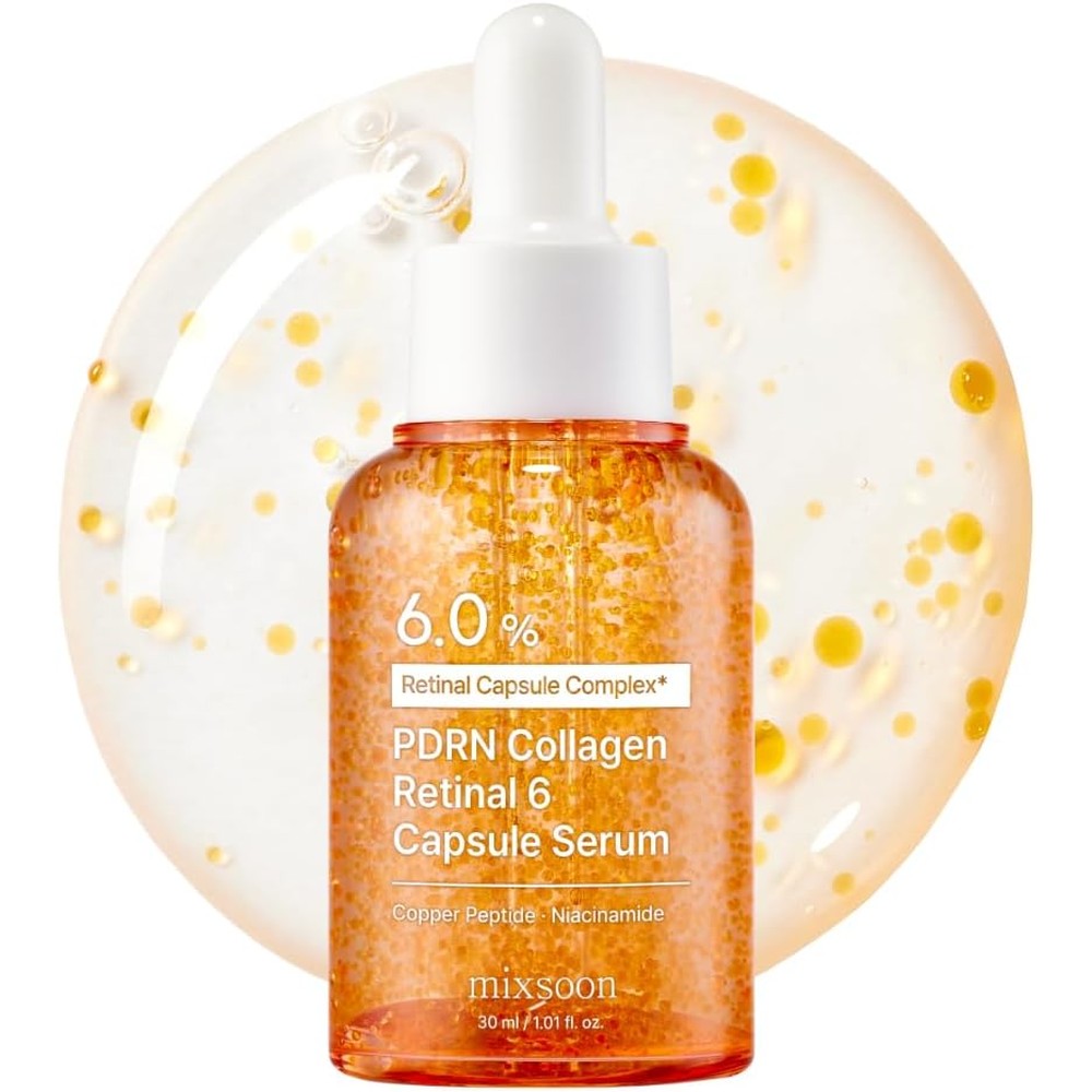 Mixsoon PDRN Collagen Retinal 6 Capsule Serum Firming And Texture Care For Radiant Glass Skin 30 Milliliters 1.01 Fluid Ounces