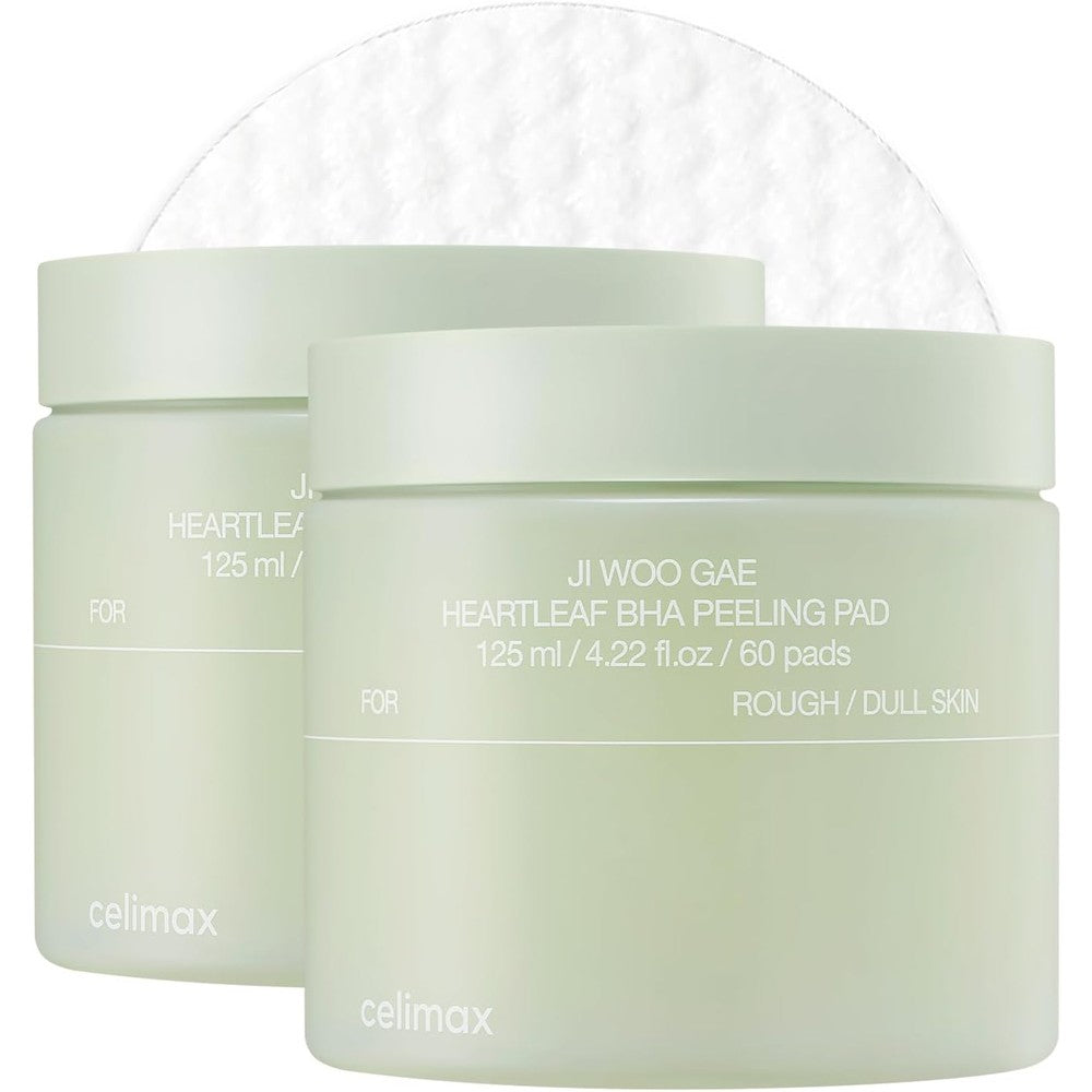 Celimax Ji Woo Gae Heartleaf BHA Peeling Pad Double Edition Exfoliating Toner Pads For Troubled Skin And Breakouts Pack Of Two Sixty Pads Each