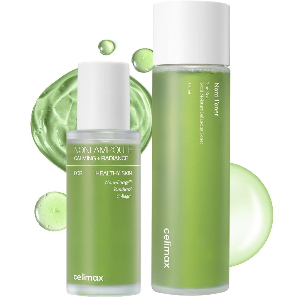 Celimax Noni Energy Ampoule 50 Millilitre And Noni Moisture Balancing Toner 150 Millilitre Skincare Bundle For Hydrating And Soothing Sensitive Skin