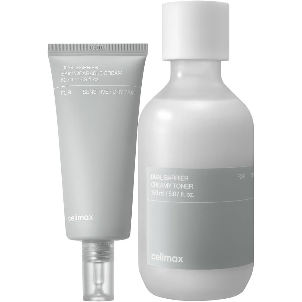 Celimax Dual Barrier Creamy Toner One Hundred Fifty Milliliters And Skin Wearable Cream Fifty Milliliters Set With Five Ceramides