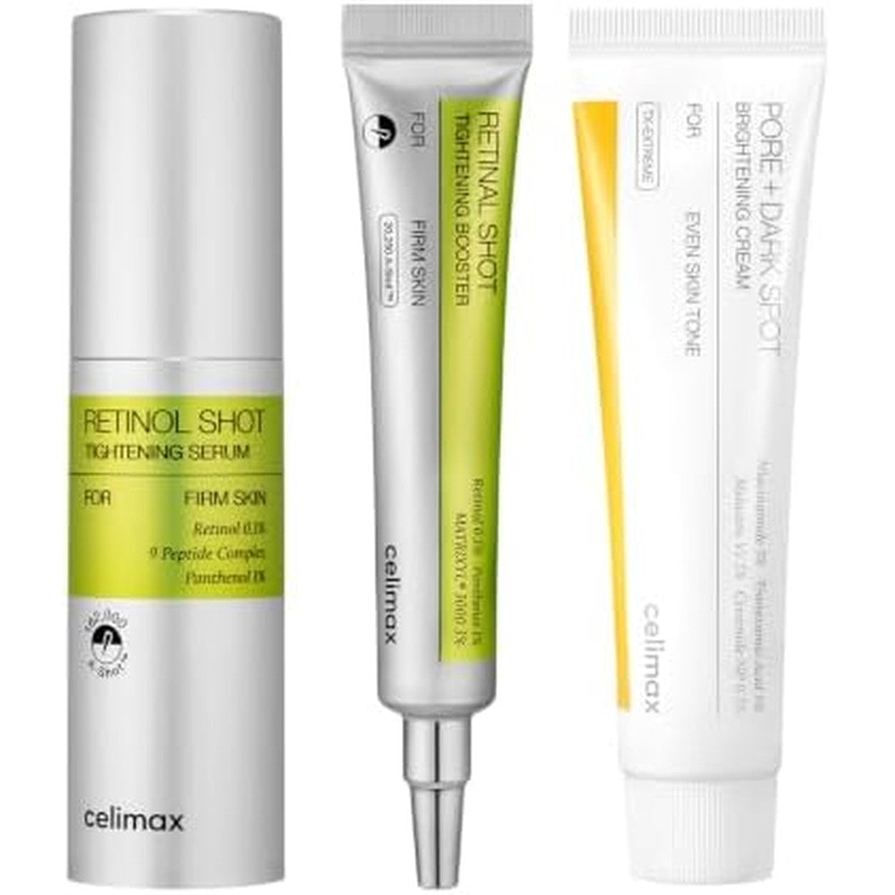 Celimax Ultimate Anti Aging Trio Skincare Gift Set With Retinal Booster 15ml Pore Dark Spot Cream 35ml And Retinol Shot Serum 30ml