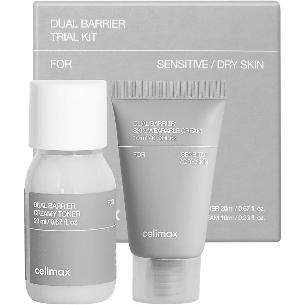 Celimax Dual Barrier Trial Kit Travel Size Skincare Gift Set With Creamy Toner Twenty Milliliter And Skin Wearable Cream Ten Milliliter