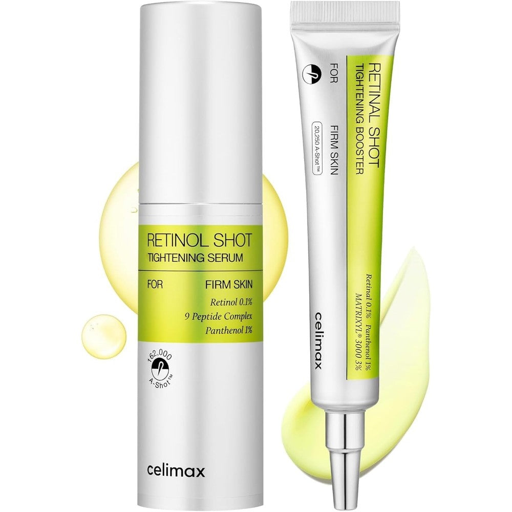 Celimax The Vita-A Retinal Shot Tightening Booster Fifteen Milliliters And Retinol Shot Serum Thirty Milliliters Anti Aging Pore Minimizer Duo Set