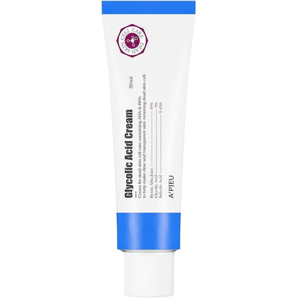 A'PIEU Glycolic Acid Cream AHA BHA Exfoliating Moisturizer For Smooth Skin 50 Milliliters