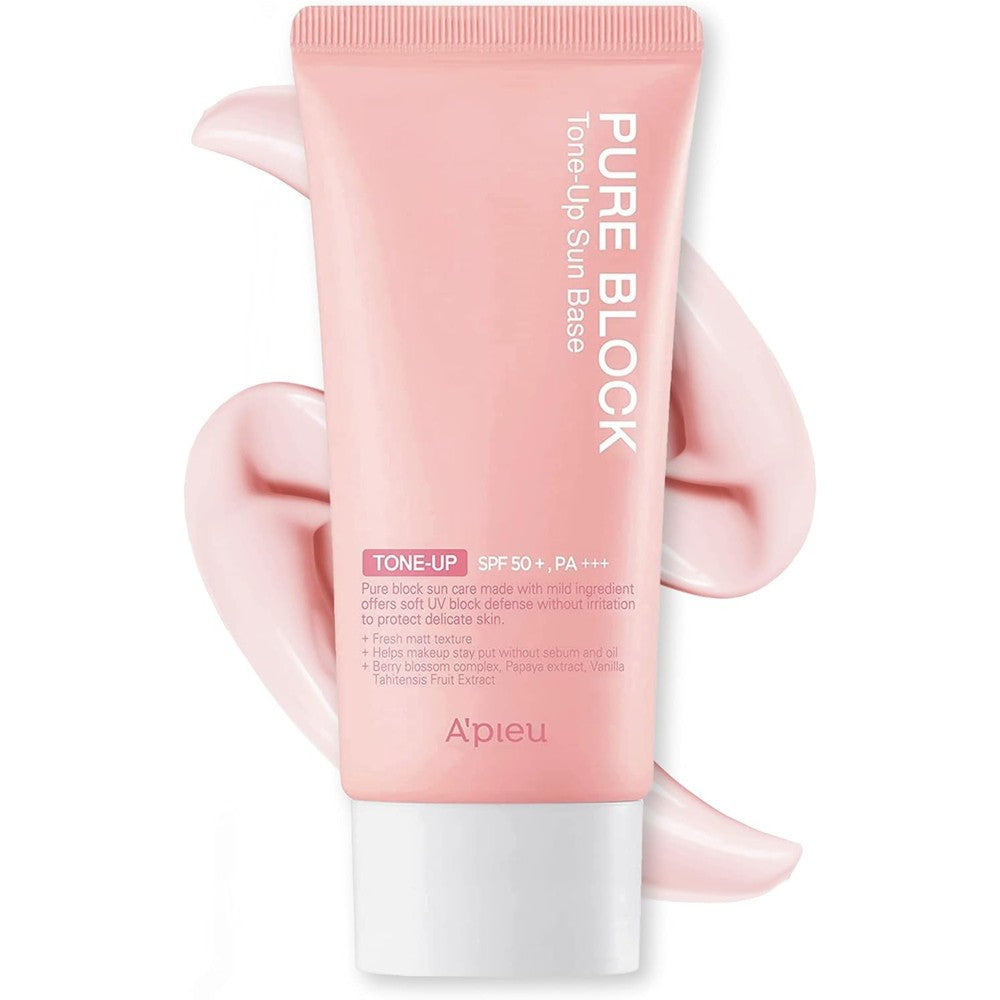 A'Pieu Pure Block Tone Up Sunscreen Base SPF50+ PA+++ Brightening Makeup Primer Reef Safe Korean Sun Shield 50 Milliliters
