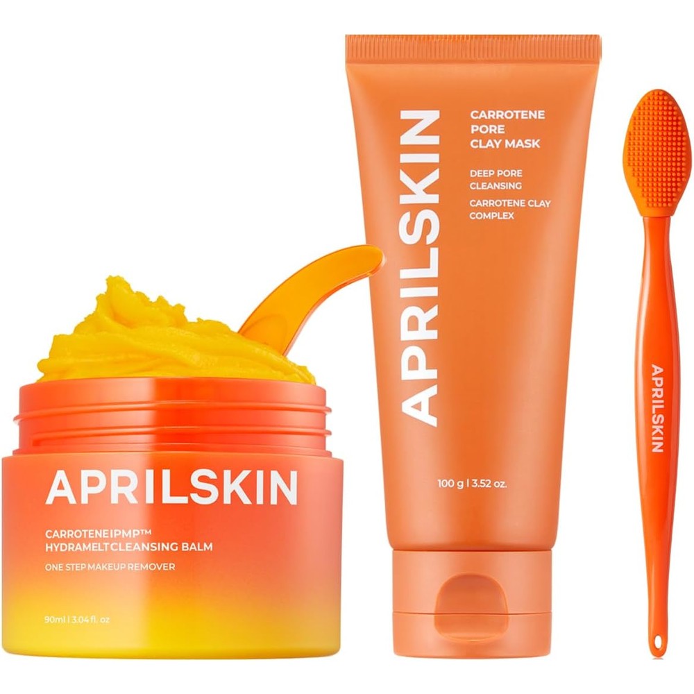 APRILSKIN Pore Care Duo with Carrotene IPMP Hydromelt Cleansing Balm Ninety Milliliters and Quick Dry Pore Caring Clay Mask One Hundred Grams with ...