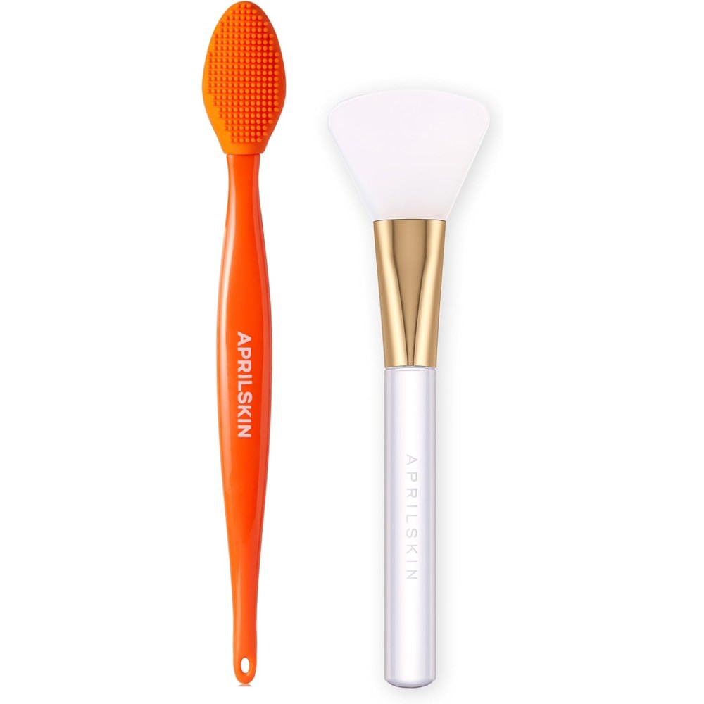 Aprilskin Pore Cleansing Facial Silicone Brush And Jelly Mask Brush Dual Ended Skincare Application Tool Set 2 Count