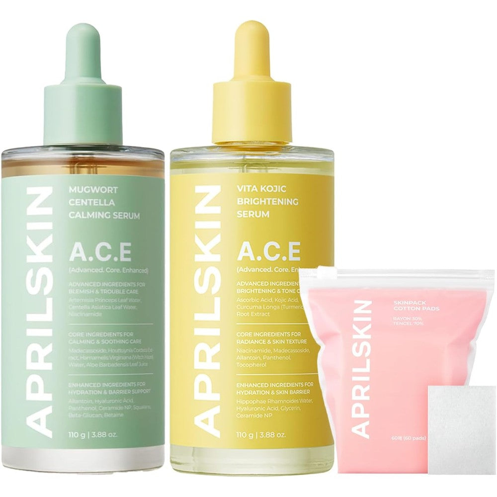 APRILSKIN 3-Second Duo And Facial Pads Skincare Set For Breakouts And Luminous Glow Total 7.76 Ounce 2 Bottles And 60 Count