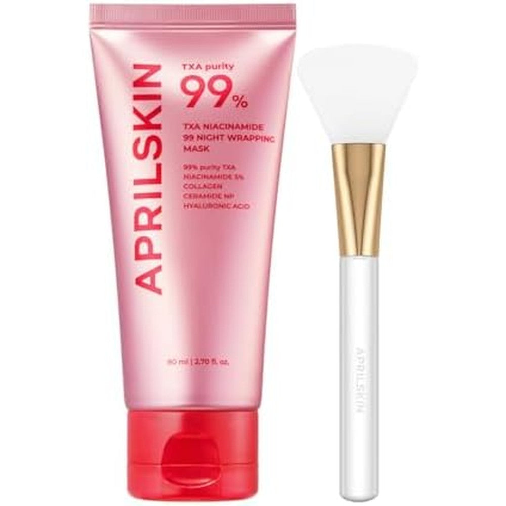 APRILSKIN TXA Niacinamide 99 Overnight Wrapping Mask with Silicone Jelly Brush for Uneven Skin Tone and Radiance 80ml 2.70 Fluid Ounce