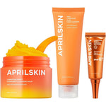 APRILSKIN Double Cleansing And Trouble Care Set With Carrotene IPMP Hydromelt Cleansing Balm Clarifying Foam Cleanser And Clearing Solution
