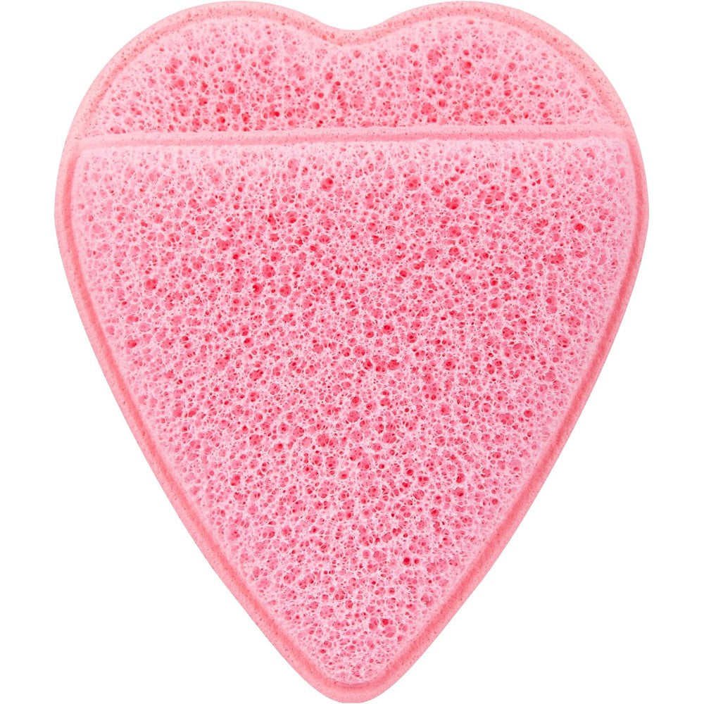Aprilskin Heart-Shaped Plush Facial Cleansing Sponge Reusable Pore Cleansing And Blackhead Removal Scrubber With Finger Insert Pink One Count