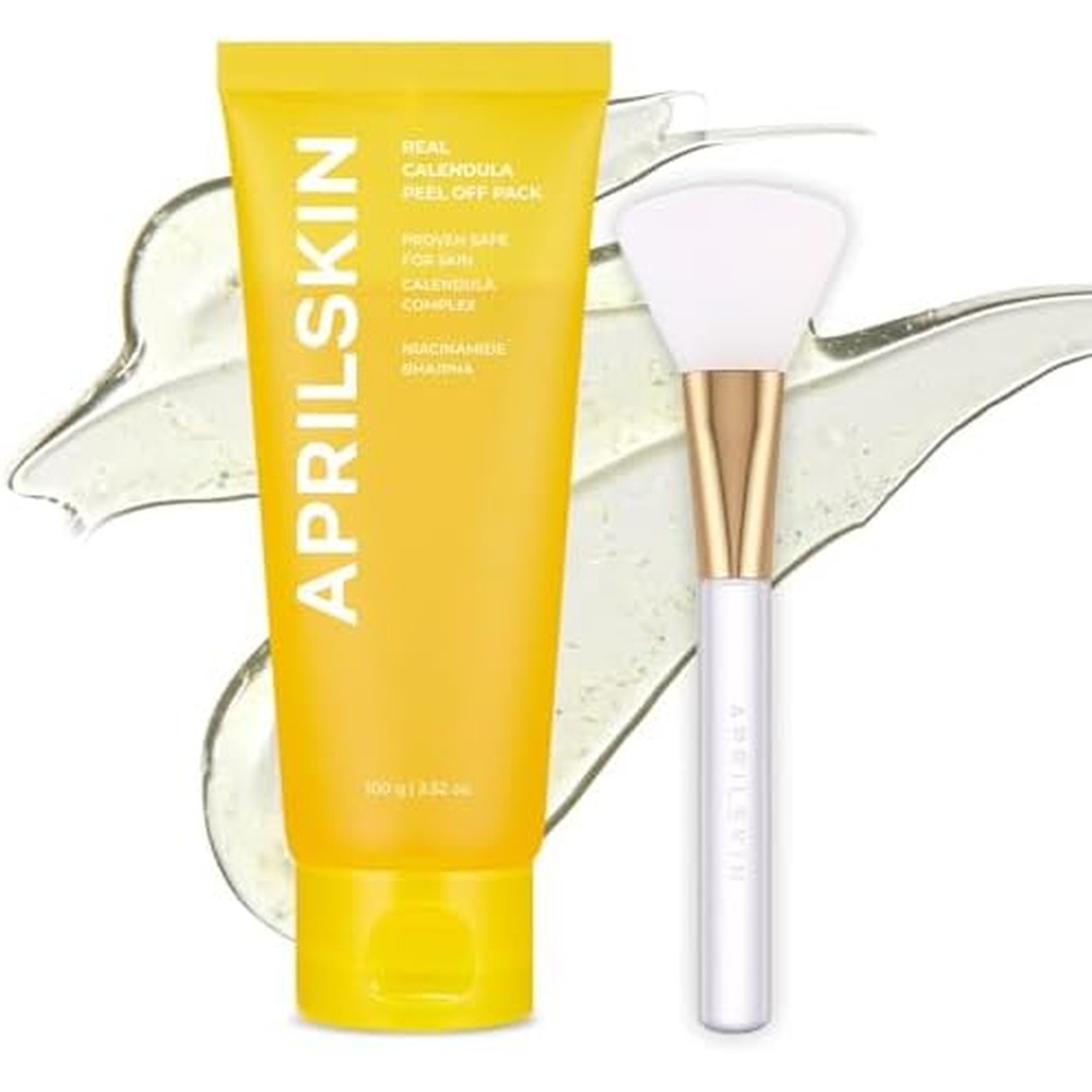 Aprilskin Calendula Peel Off Pore Minimizing Facial Mask With Silicone Jelly Brush For Deep Cleansing Exfoliation And Glowing Skin 100 Grams