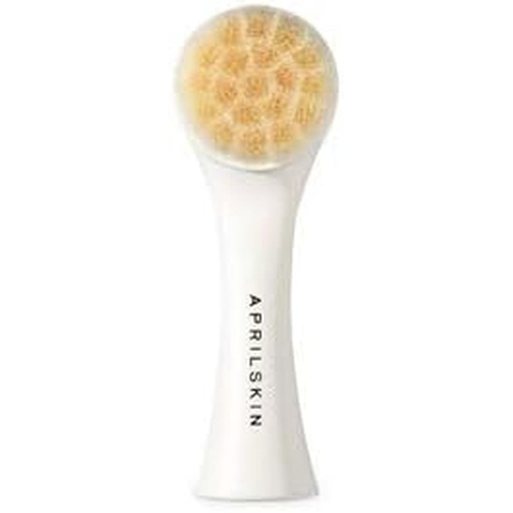 Aprilskin Dual Cleansing Pore Skin Cleaning Brush White Manual Facial Cleansing Tool With Microfine Bristles And Soft Silicone Exfoliator Pad