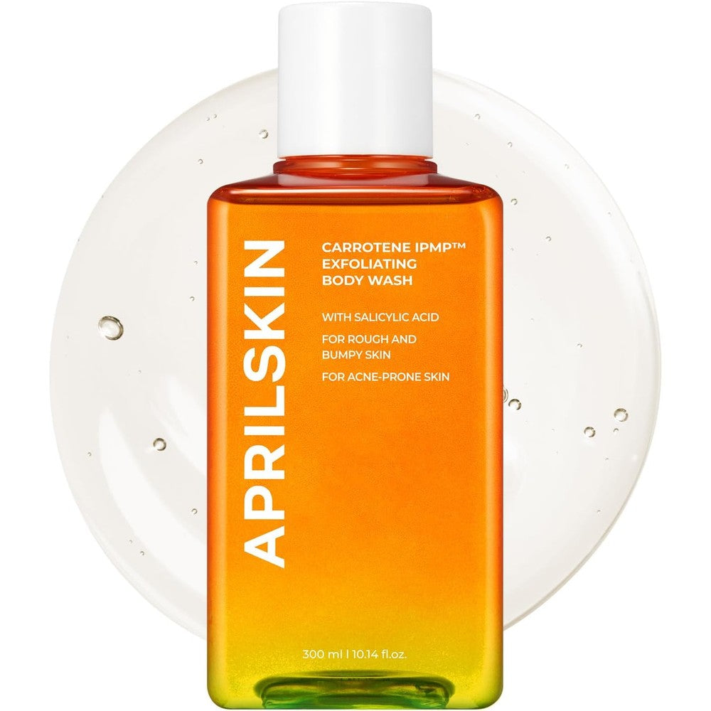 Aprilskin Carrotene IPMP Exfoliating Body Wash Salicylic Acid Cleanser For Body Acne And Rough Bumpy Skin Ten Point Fourteen Fluid Ounce