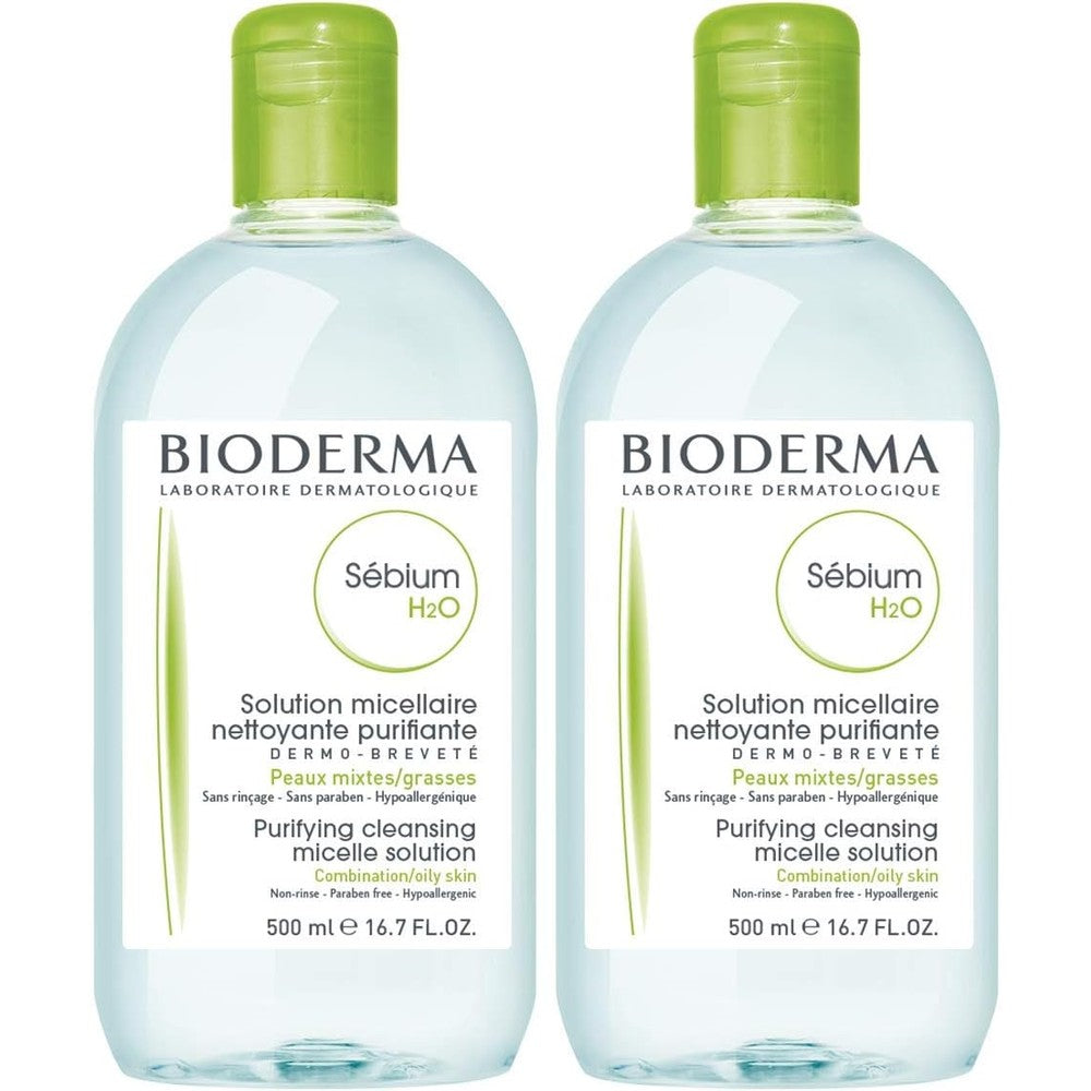 Bioderma Sebium H2O Micellar Water Facial Cleanser And Makeup Remover For Combination To Oily Skin 500 Milliliters