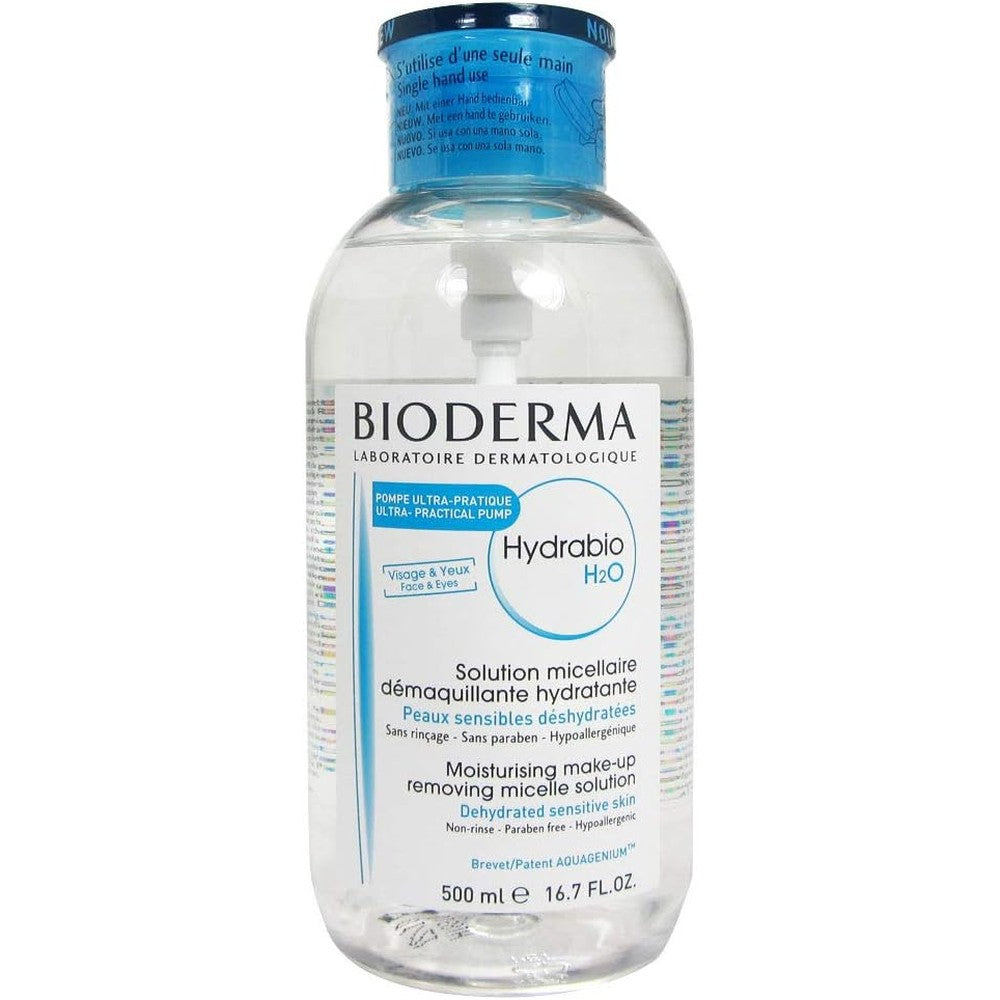Bioderma Hydrabio H2O Micellar Water Face Cleanser And Makeup Remover For Dehydrated Sensitive Skin 500 Milliliters