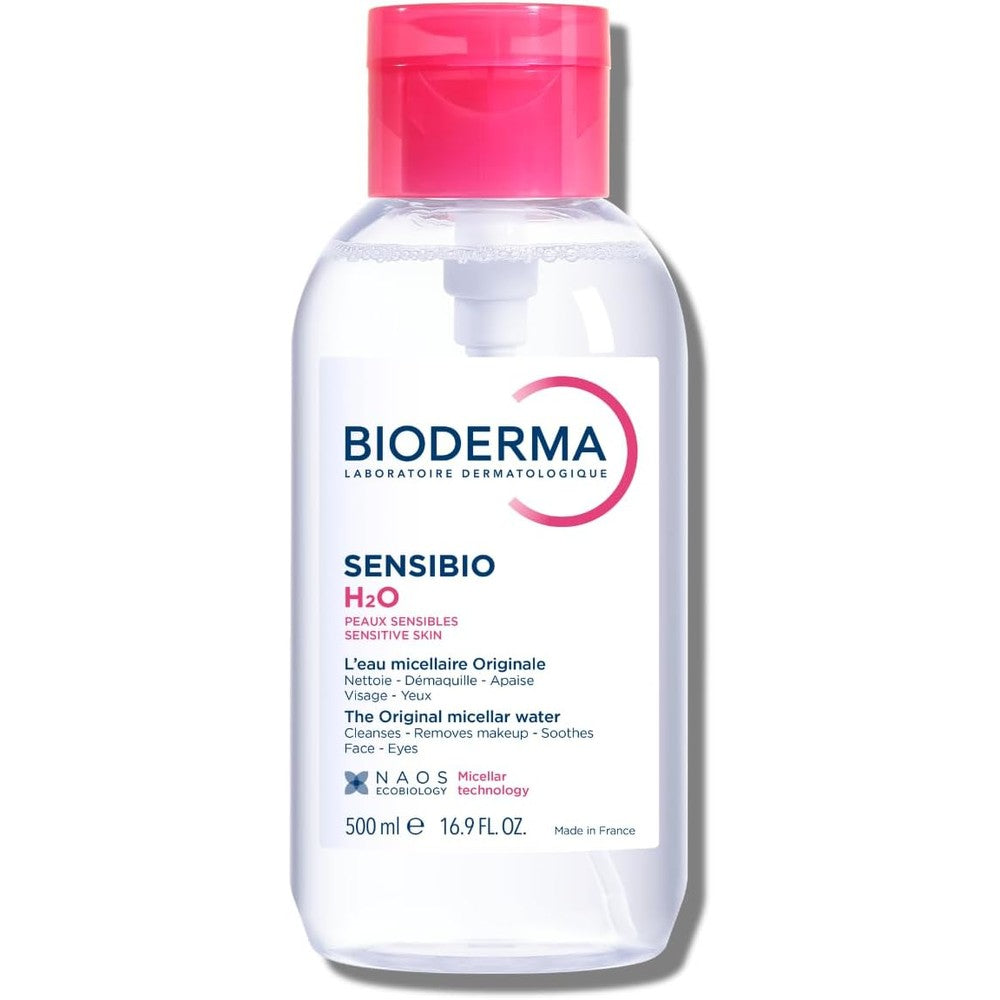 Bioderma Sensibio H2O Micellar Water Makeup Remover Cleanser For Sensitive Skin 500 Milliliters
