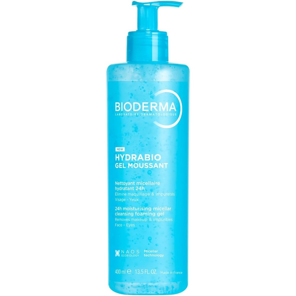 Bioderma Hydrabio Foaming Gel 3-In-1 Cleansing Makeup Removing And Hydrating Face Cleanser For Dehydrated Skin 13.5 Fluid Ounce