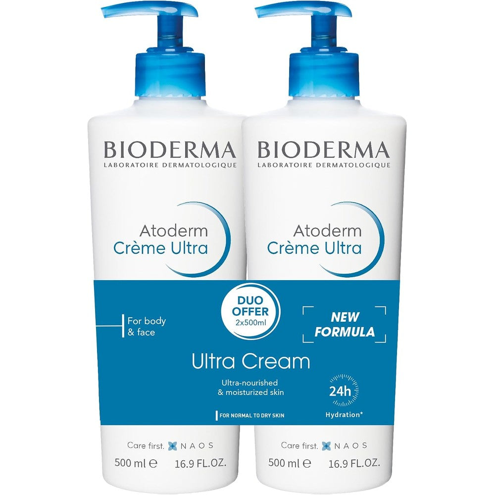 Bioderma Atoderm Ultra Cream Duo Pack Hydrating Body Moisturizer For Normal To Dry Sensitive Skin 2x16.9 Fluid Ounces
