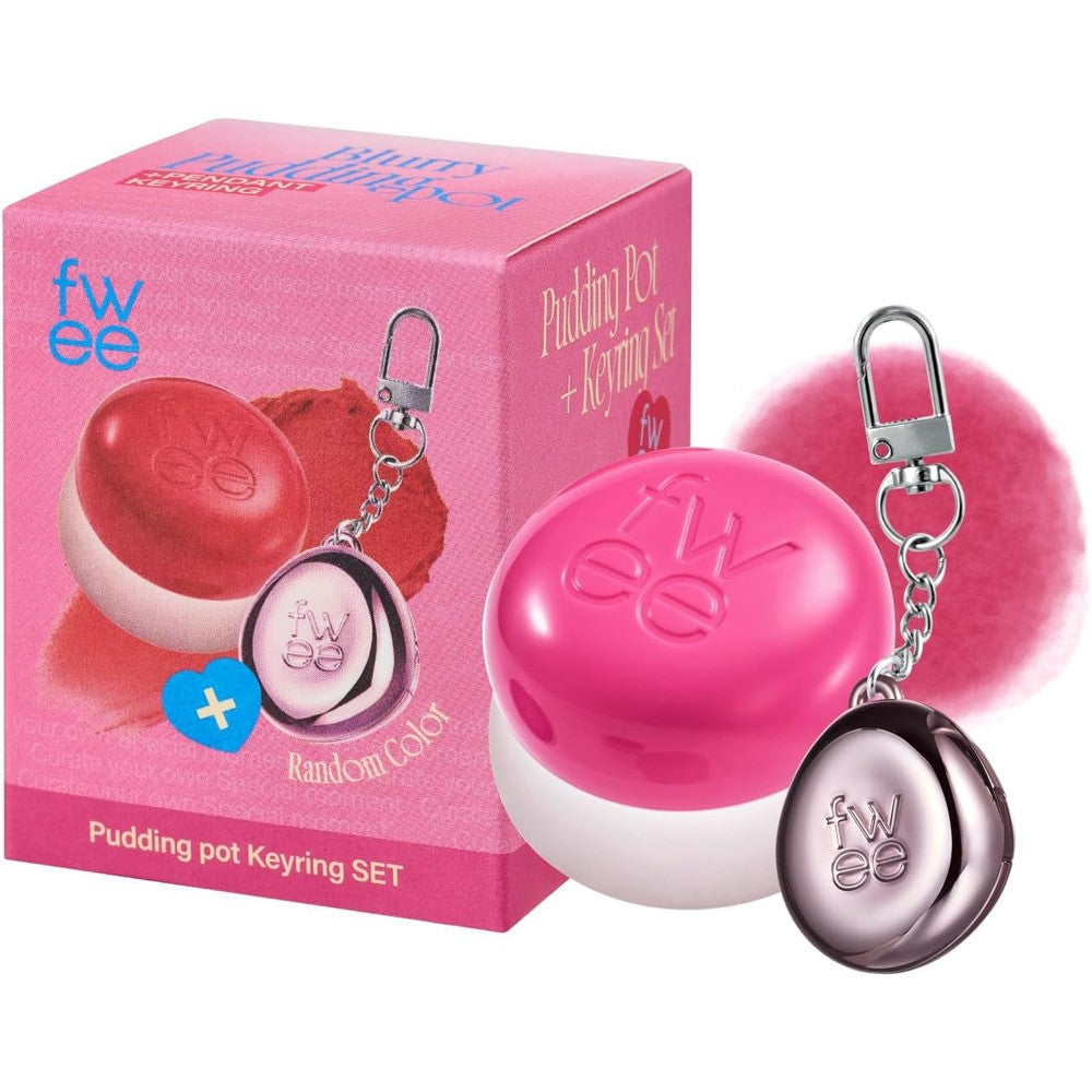 fwee Lip And Cheek Blurry Pudding Pot And Keychain Set Airbrushed Soft Matte Buildable Cream Blush And Lip Tint Crush Vivid Pink 0.17 Ounce