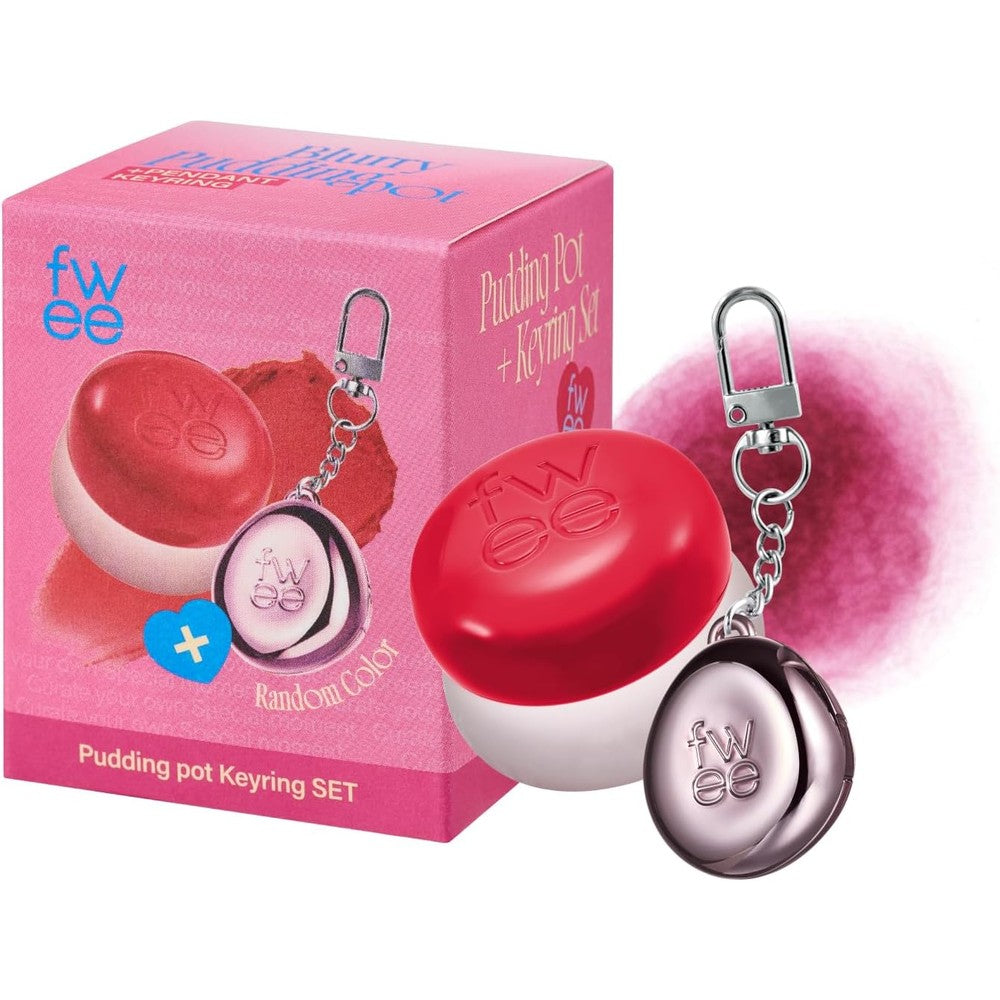 Fwee Blurry Pudding Pot And Keychain Set Airbrushed Lip And Cheek Blush Matte Buildable Pigment Makeup In Greedy Plum Red Zero Point One Seven Ounce