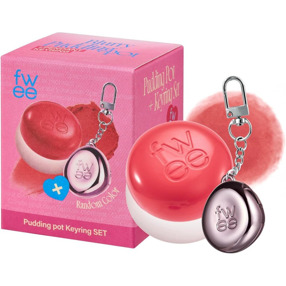 fwee Lip And Cheek Blurry Pudding Pot And Keychain Set Airbrushed Soft Matte Finish Makeup Seventeen Sunny Coral 0.17 Ounce