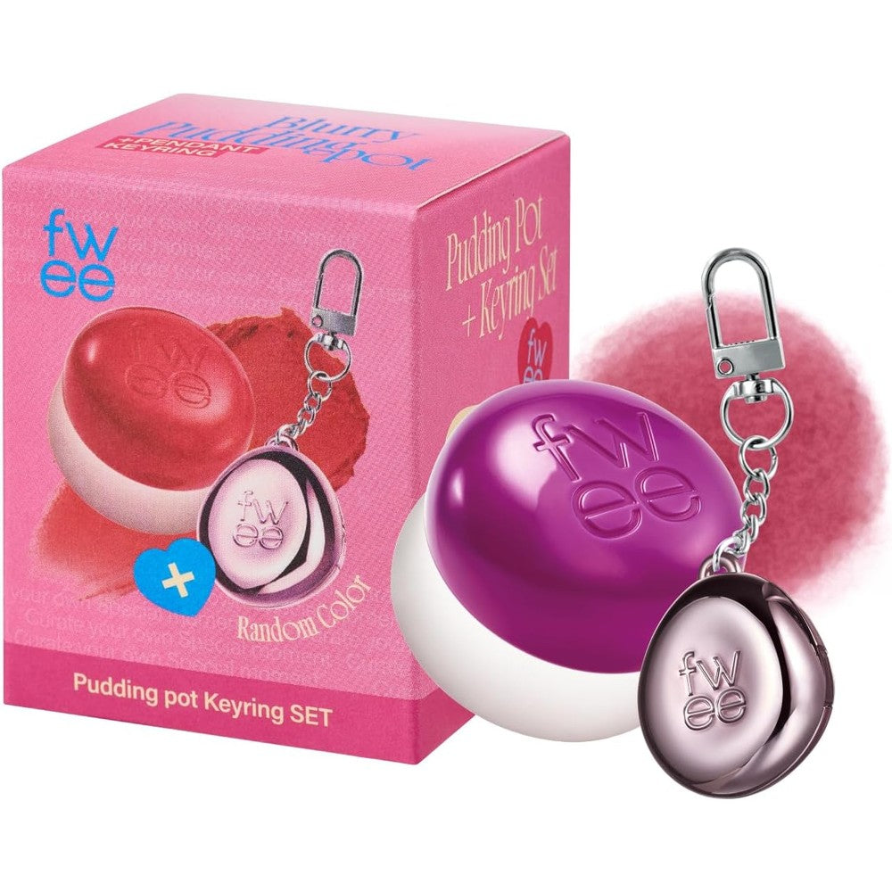 Fwee Blurry Pudding Pot and Keychain Set Airbrushed Lip and Cheek Tint Buildable Pigment Soft Matte Finish Baddie Mauve Berry 0.17 Ounce