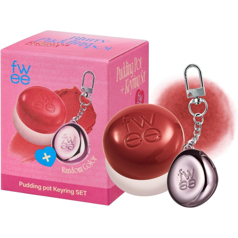 Fwee Blurry Pudding Pot And Keychain Set Multi Use Airbrushed Blush And Lip Makeup Matte Finish Memories Deep Rose 0.17 Ounce