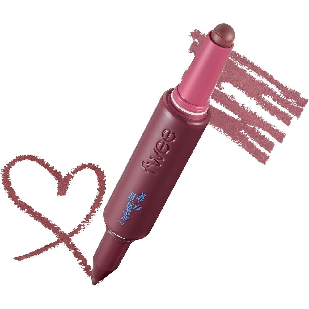 Fwee Long Lasting Dual Coloring Stick Lip Liner And Lipstick Combo Satin Finish Smudge Proof Formula 03 TT YL Deep Berry Shade 1.2 Grams