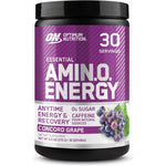 Optimum Nutrition Essential Amino Energy Concord Grape thirty servings front view container for pre workout energy
