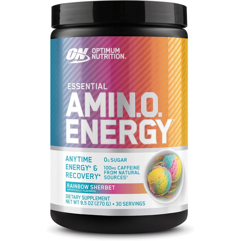 Optimum Nutrition Essential Amino Energy Rainbow Sherbet front view container packaging