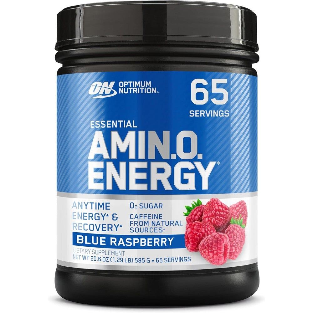 Optimum Nutrition Essential Amino Energy Blue Raspberry front view container