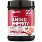 Optimum Nutrition Amino Energy Fruit Fusion sixty five servings tub front view showcasing authentic packaging
